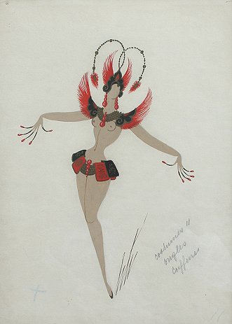 Appraisal: ERTE Russian - Costume Design ''Les Jeaux'' Mah Jongg Gouache