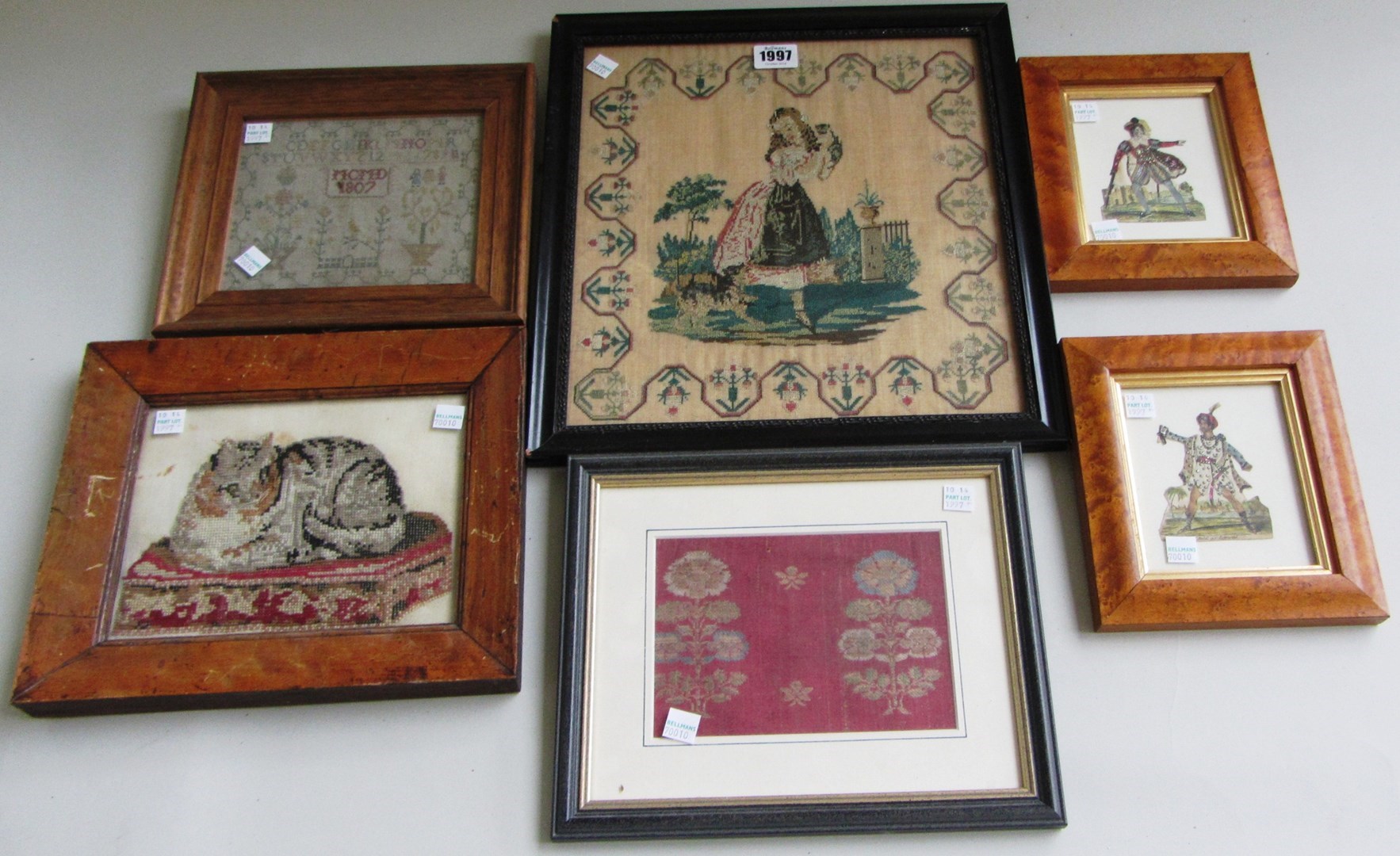 Appraisal: A needlework picture early th century detailed with a young