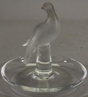 Appraisal: Signed Lalique Dove Form Pin Dish Signed Lalique Dove Form