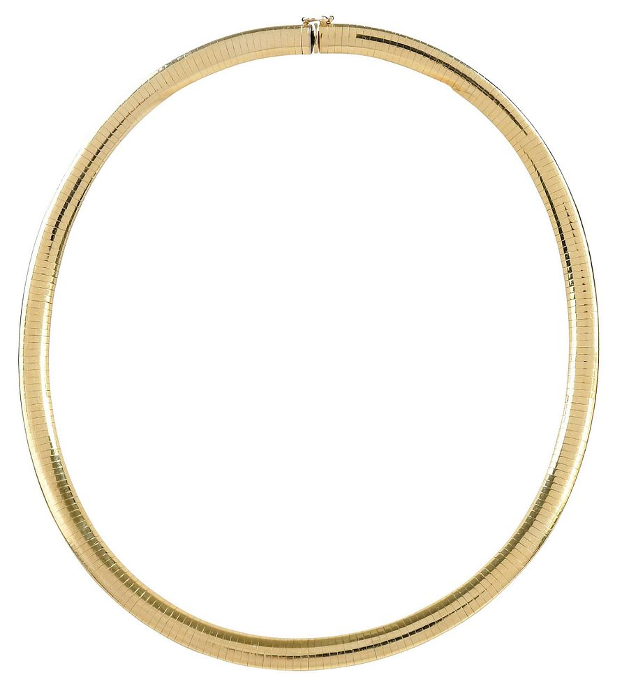 Appraisal: kt Omega Necklace in wide stamped kt Italy yellow gold