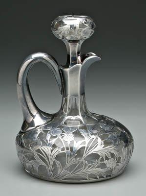 Appraisal: Alvin sterling overlay decanter rounded form clear glass with scroll