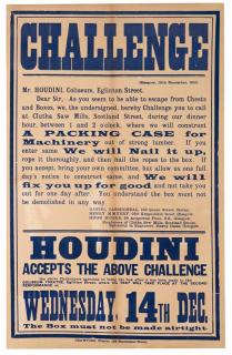 Appraisal: Houdini Harry Erich Weisz Houdini Packing Case Escape Challenge Glasgow