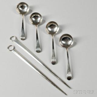 Appraisal: Six Pieces of George III Sterling Silver Flatware London two