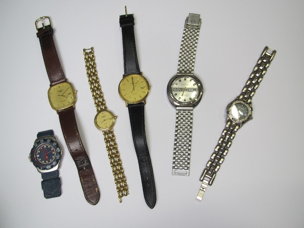 Appraisal: Lot comprising gents and ladies calendar wrist watches in gilt