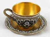 Appraisal: A Soviet Russian silver cloisonne enamelled cup and saucer with