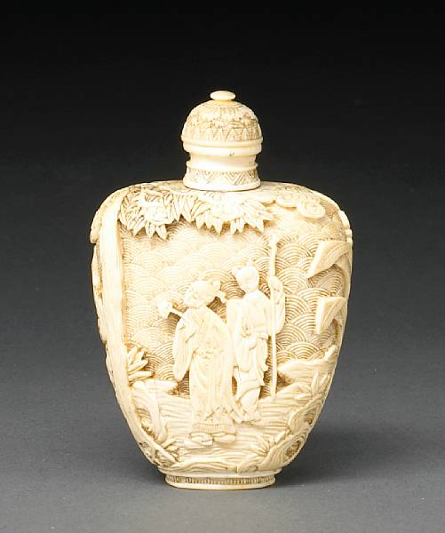 Appraisal: A good ivory snuff bottle th Century Of compressed baluster