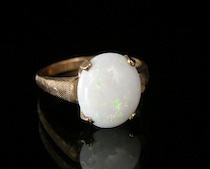 Appraisal: A K Yellow Gold And Opal Ladies' Ring An oval