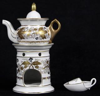 Appraisal: Continental porcelain Veilleuse Continental porcelain Veilleuse comprising a teapot and