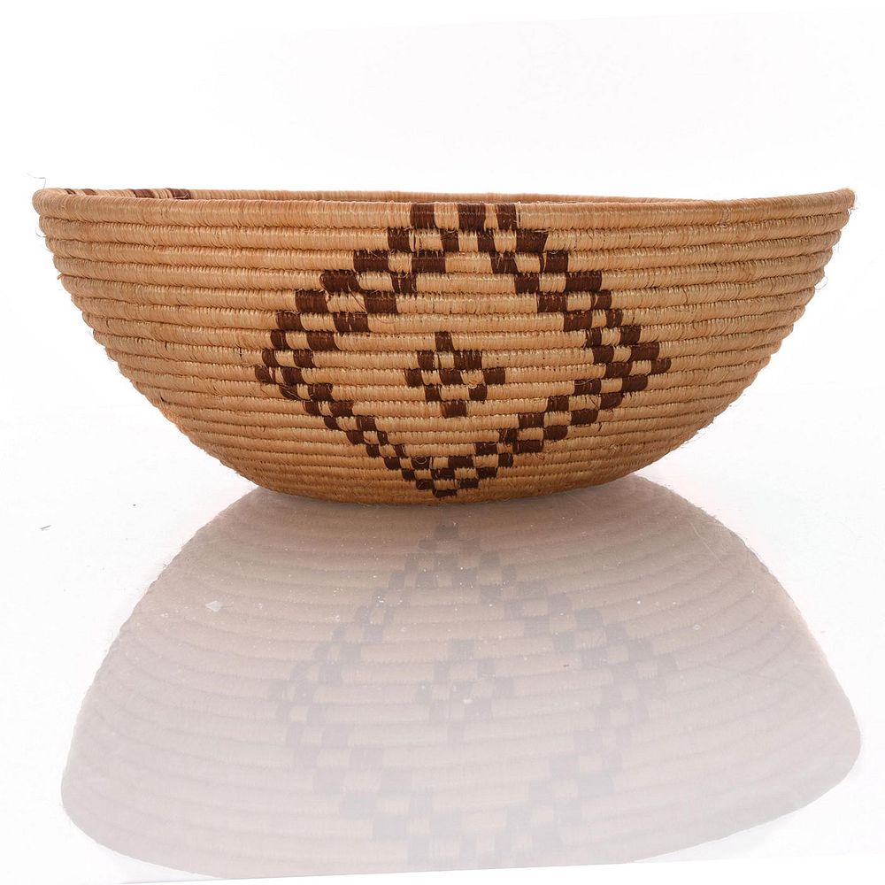 Appraisal: NATIVE AMERICAN TRIBAL WOVEN DIAMONDS BASKET BOWL Traditional bowl with