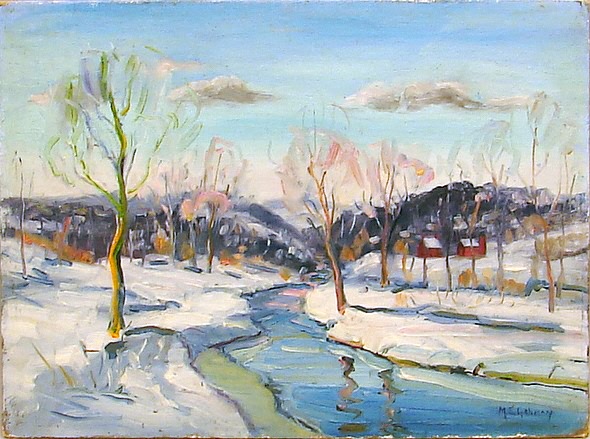 Appraisal: Winter landscape oil on canvasboard x SLR M S Gehman