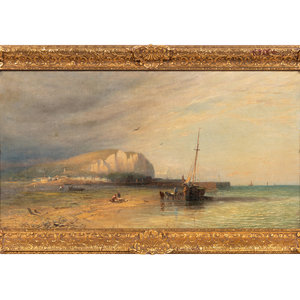 Appraisal: English School th Century Cliffs of Dover with Fisherman and