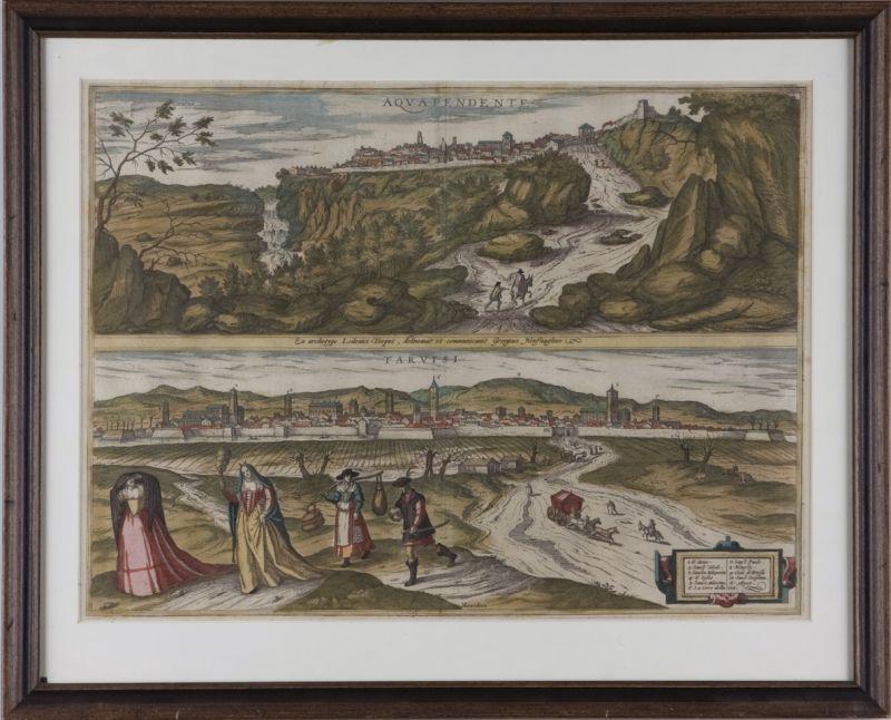 Appraisal: Braun Hogenberg Italian Views Aquapendente and Tarvisi colored engravings from