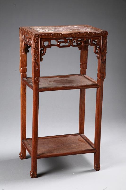 Appraisal: TIERED STAND China late th-early th century wood and marble