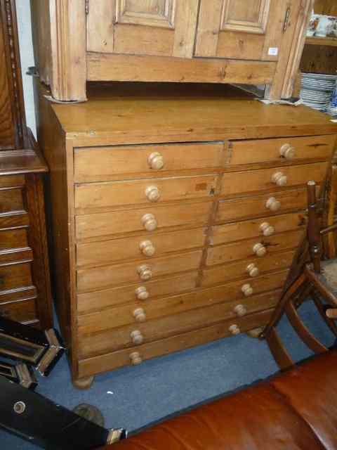 Appraisal: A LATE TH CENTURY PINE CHEST with twelve short drawers