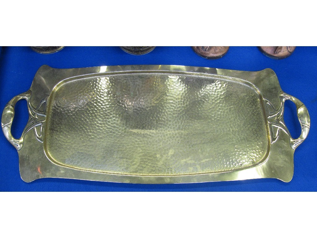 Appraisal: Art Nouveau brass tray with hammered decoration by J S