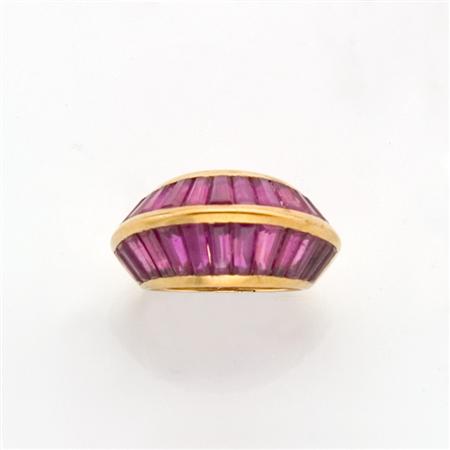 Appraisal: Gold and Ruby Bombe Pinky Ring Estimate -