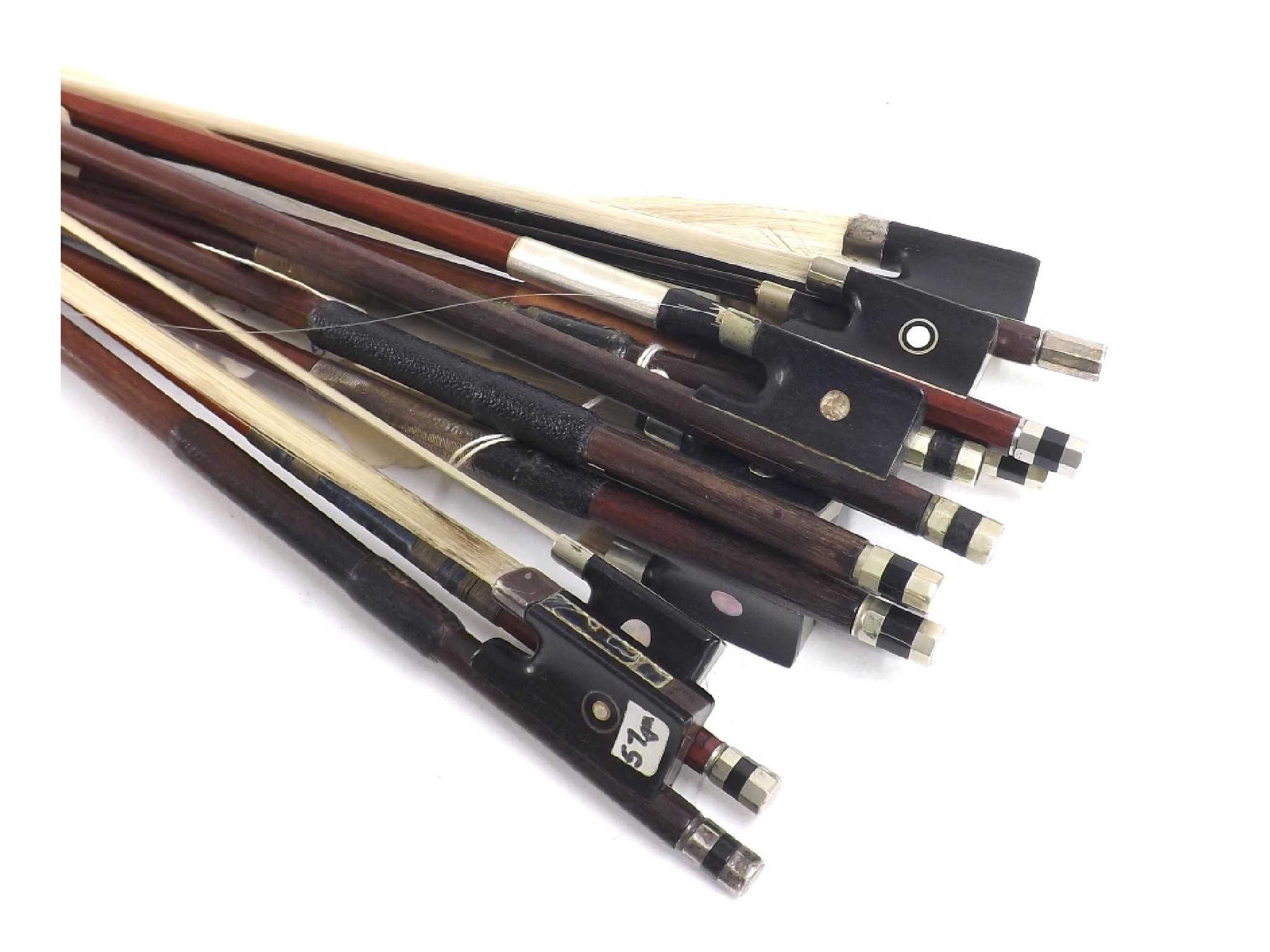 Appraisal: Small bundle of interesting silver and nickel mounted violin bows