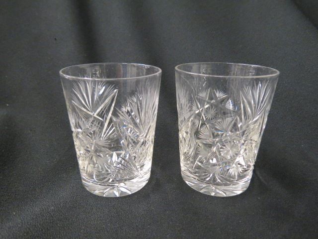 Appraisal: Cut Glass Tumblers feathered star brilliant period excellent