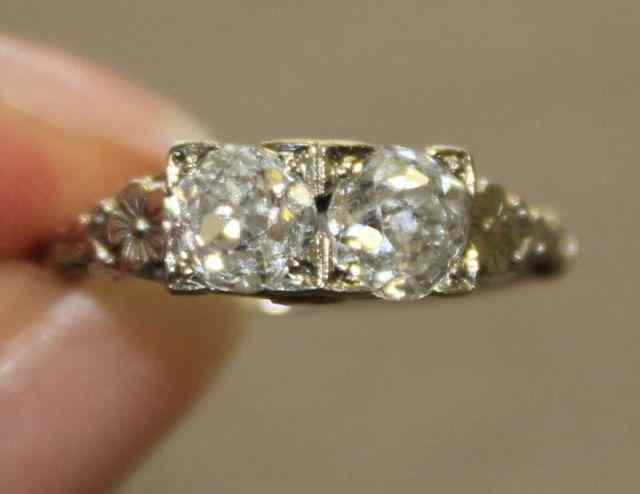 Appraisal: Platinum and Diamond Ring Set with two old European cut