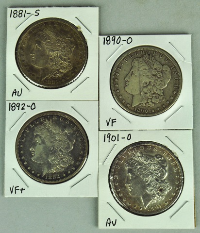 Appraisal: Four Morgan DollarsDates are -S AU - VF - VF