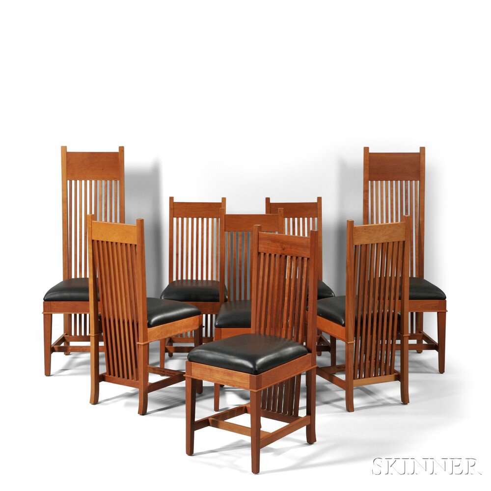 Appraisal: Eight Frank Lloyd Wright Robie House Dining Chairs by Copeland