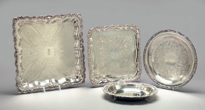 Appraisal: Group of Three Silverplate Trays and a Bowl consisting of