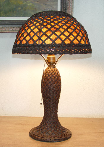 Appraisal: HEYWOOD WAKEFIELD NATURAL WICKER TABLE LAMP Stamped with typical Heywood