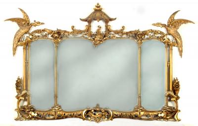 Appraisal: A GILT WOOD OVERMANTEL MIRROR of Georgian chinoiserie design the