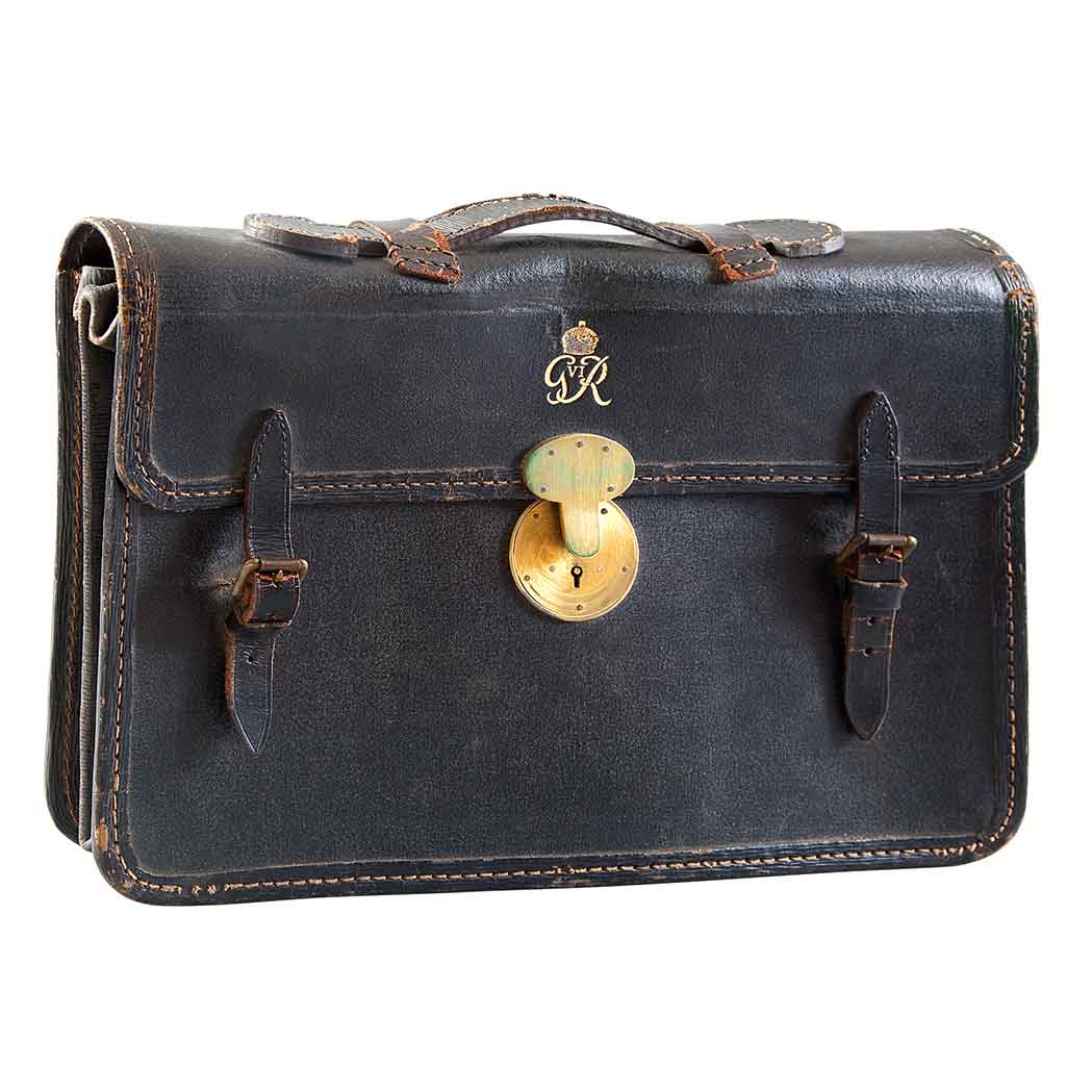 Appraisal: Dispatch Case Mid th century Black leather with gilt cipher