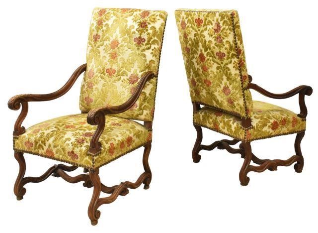 Appraisal: lot of French Louis XIV style walnut armchairs late th