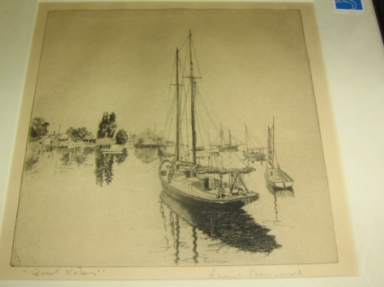 Appraisal: LIONEL BARRYMORE Quiet Waters Etching x mm x inches full