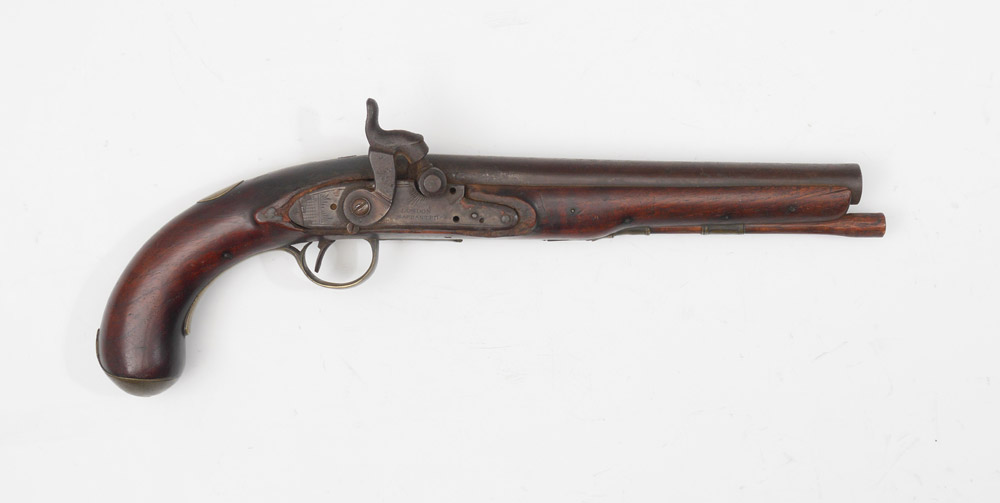 Appraisal: REVOLUTIONARY WAR ERA ENGLISH PISTOL Later conversion to percussion frame