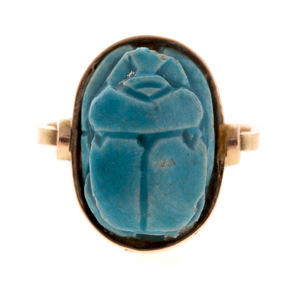 Appraisal: A Ladies Vintage Scarab Turquoise Ring in K K yellow