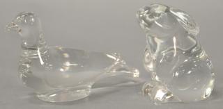 Appraisal: Two Baccarat crystal animal figurines including rabbit ht and a