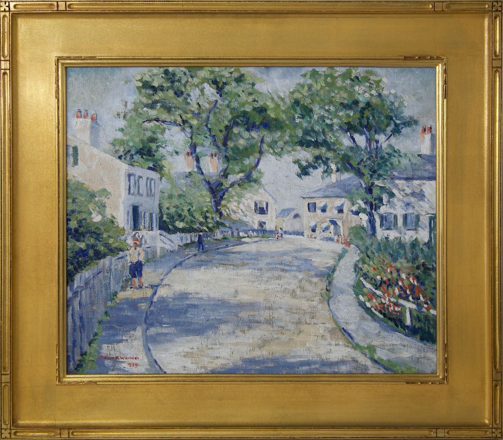 Appraisal: Philip R Whitney Oil on Canvas Along Milk Street Nantucket