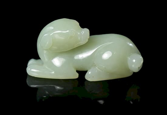 Appraisal: A Carved Jade Toggle Length inches A Carved Jade Toggle