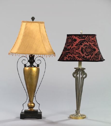 Appraisal: Two Postmodern-Style Lamps the first a striking gilded wood and