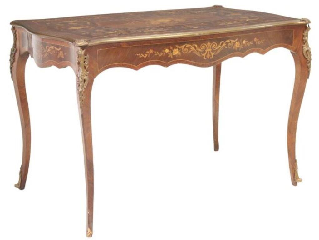 Appraisal: FRENCH LOUIS XV STYLE MARQUETRY WRITING DESKFrench Louis XV style