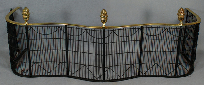 Appraisal: Brass and wirework fireplace fender w x h not including