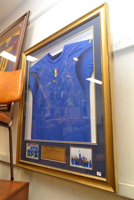 Appraisal: SIGNED AND FRAMED ITALY WORLD CUP TOP