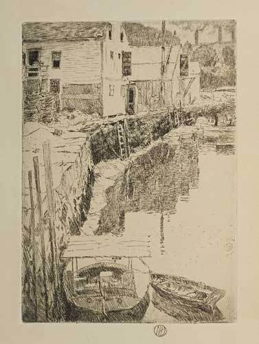 Appraisal: CHILDE HASSAM Cos Cob Etching and drypoint x mm x