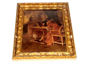 Appraisal: A crystoleum depicting lovers seated in a garden height overall