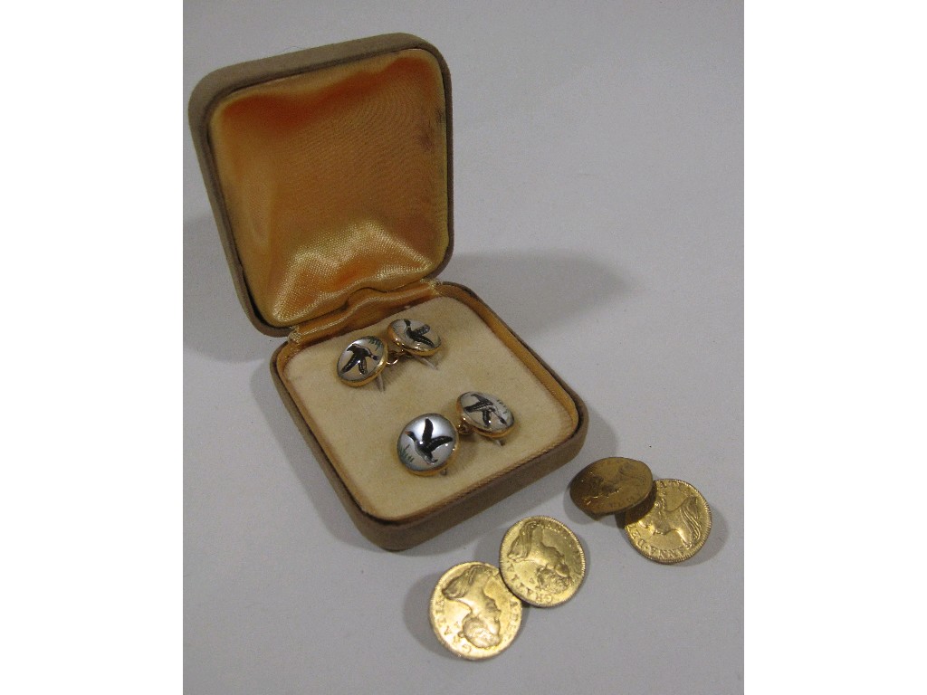 Appraisal: Lot comprising a pair of flying duck cuff links and