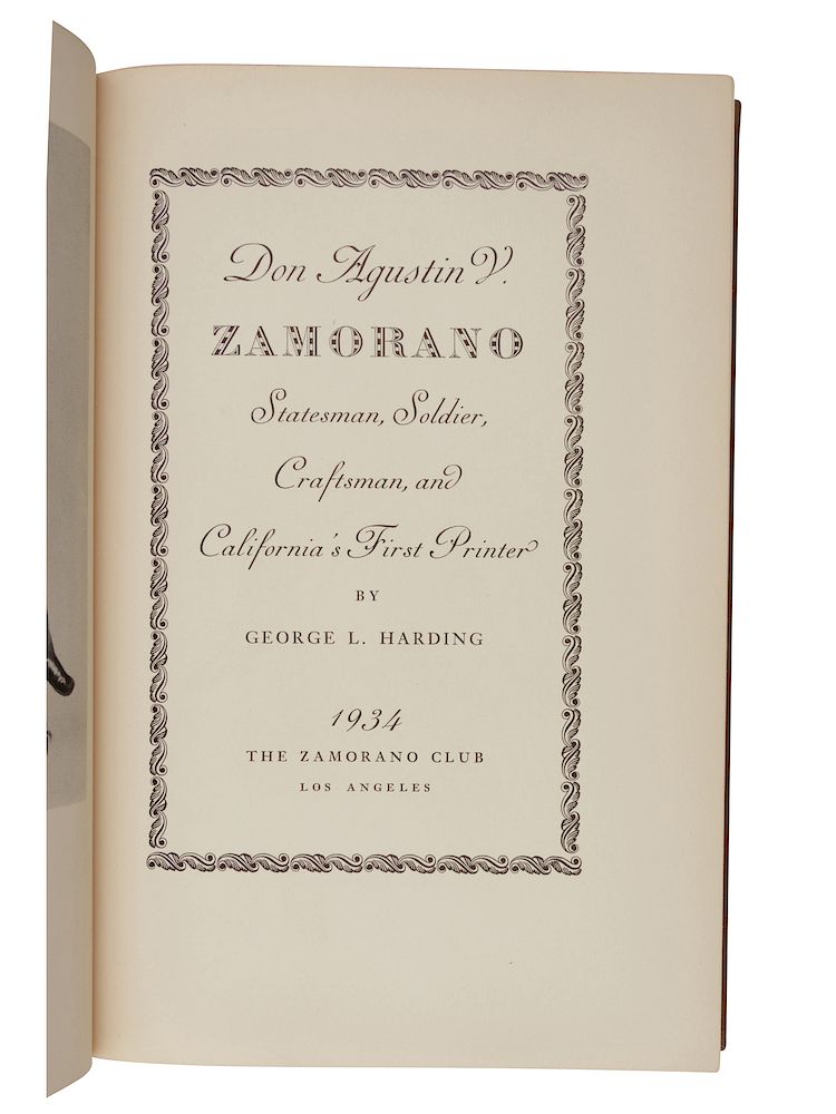 Appraisal: ZAMORANO CLUB HARDING George L Don Agustin V Zamorano Statesman