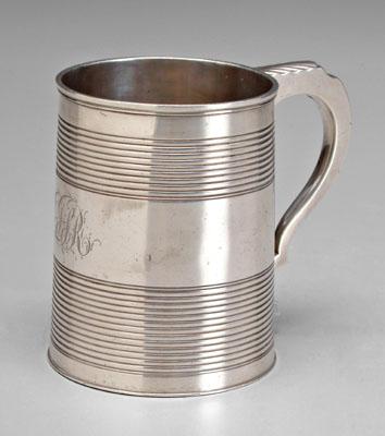 Appraisal: George III silver mug banded tapering sides C-squared handle marks