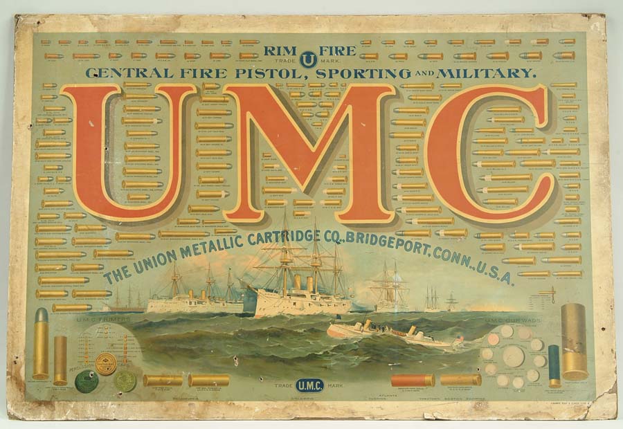 Appraisal: LARGE FRAMED LITHOGRAPHED CARTRIDGE BOARD FOR UMC CARTRIDGES This early