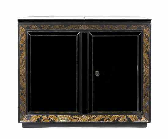 Appraisal: An Art Deco Style Mirrored Bar Cabinet having a two-part