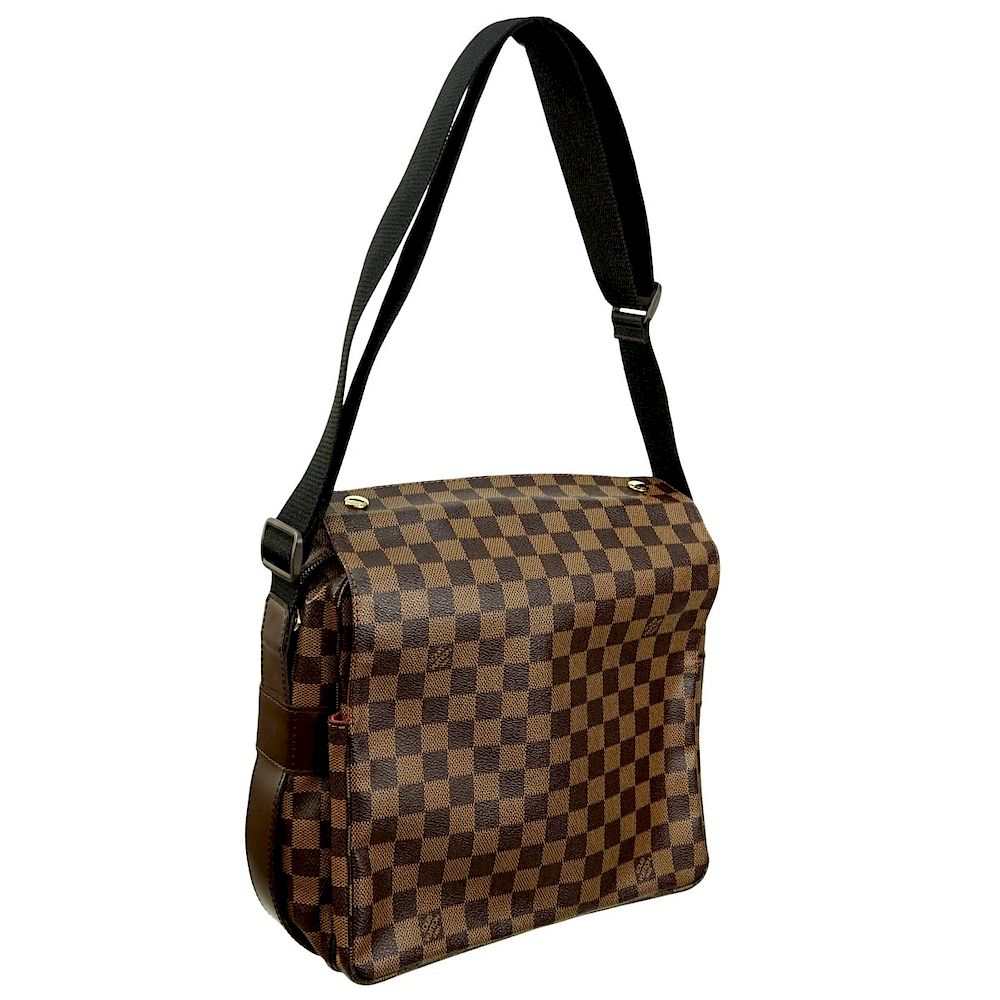 Appraisal: Louis Vuitton Brown Canvas Damier Ebene Naviglio Louis Vuitton Brown