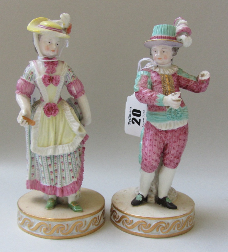 Appraisal: A pair of Meissen figures late th century modelled as