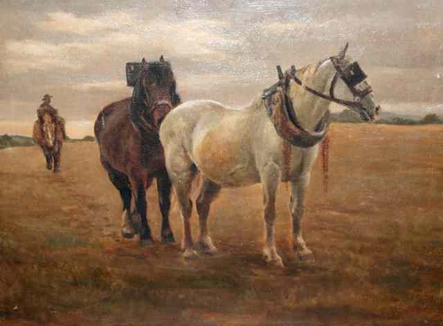 Appraisal: CIRCLE OF ALFRED JAMES MUNNINGS - Plough horses inscribed 'To